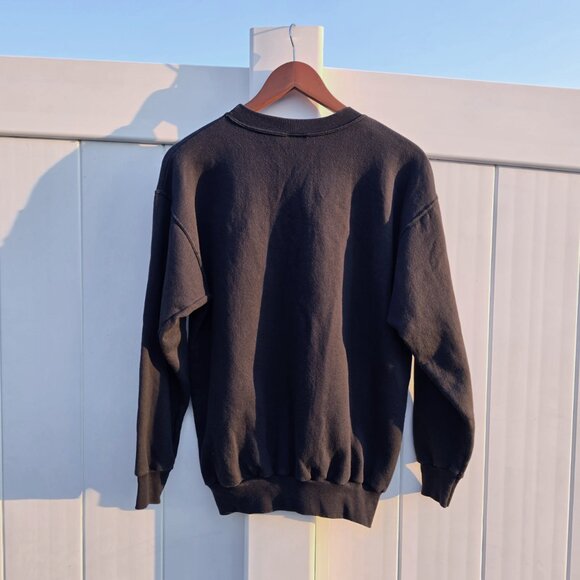 Vintage Black Snowy Holiday Cabin Sweatshirt | Hanes ComfortBlend | Size Medium - Picture 5 of 11